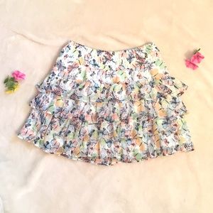 Butterfly patterned ruffled skirt!